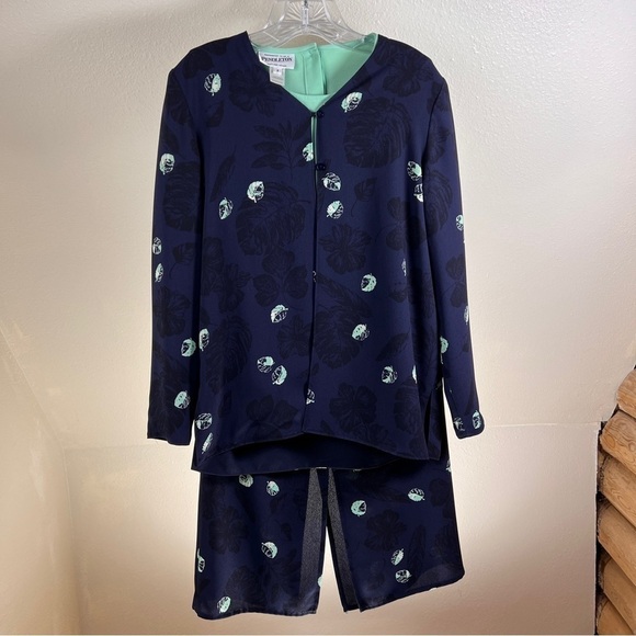PENDLETON 3Pc Set. Jacket,Shell & Skirt. Navy, Lime & White. Size 8  Polyester - Picture 1 of 15